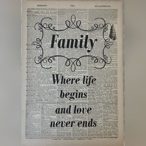 Vintage Dictionary Page Wall Art W/Family Quote & Certificate Of Authenticity